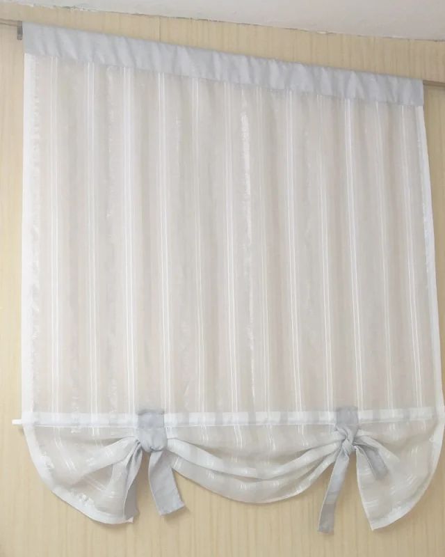 Gotowa firanka roletka srebrne paski 100x110 cm na karnisz 1 m