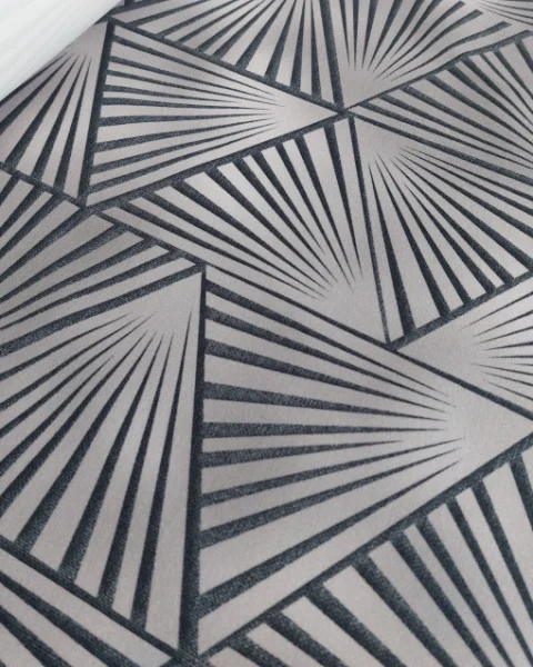 Tkanina zasłonowa velvet szara geometryczna 150 cm
