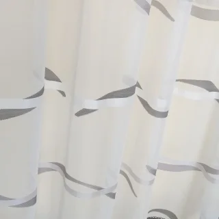 Firanka we wzory z czarną gipiurą wys.150cm