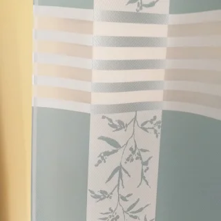 Pastelowa tkanina zasłonowa w kolorze mięty z białymi pasami