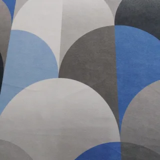 Tkanina zasłonowa velvet szaro-niebieska wzór 3D 150 cm