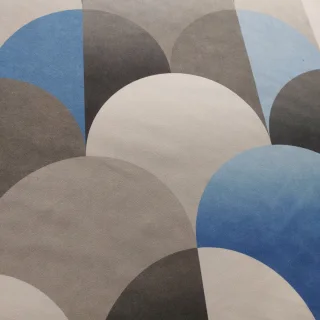 Tkanina zasłonowa velvet szaro-niebieska wzór 3D 150 cm