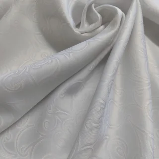 Tkanina plamoodporna biała ornament 170 cm na obrus i zasłony