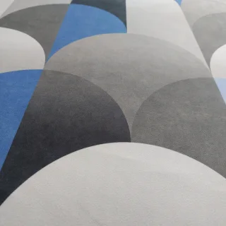 Tkanina zasłonowa velvet szaro-niebieska wzór 3D 150 cm